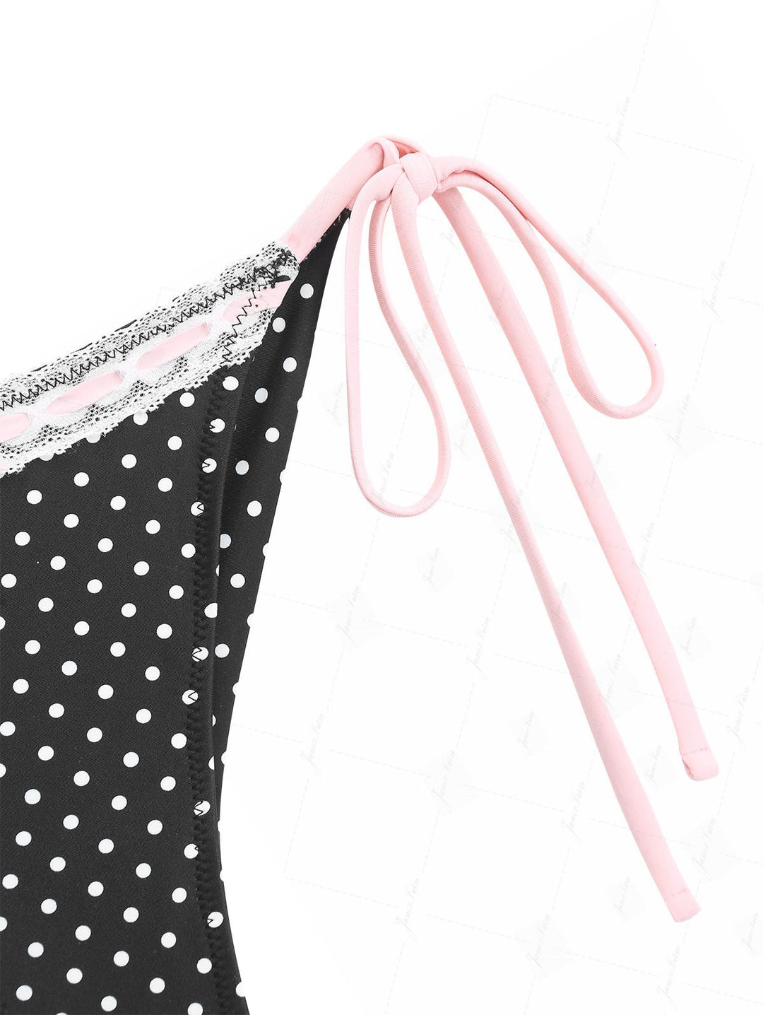 Vintage Black Polka Dot Lace Bowknot Tank Top & Cheeky Brazilian Bottom Tankini Set
