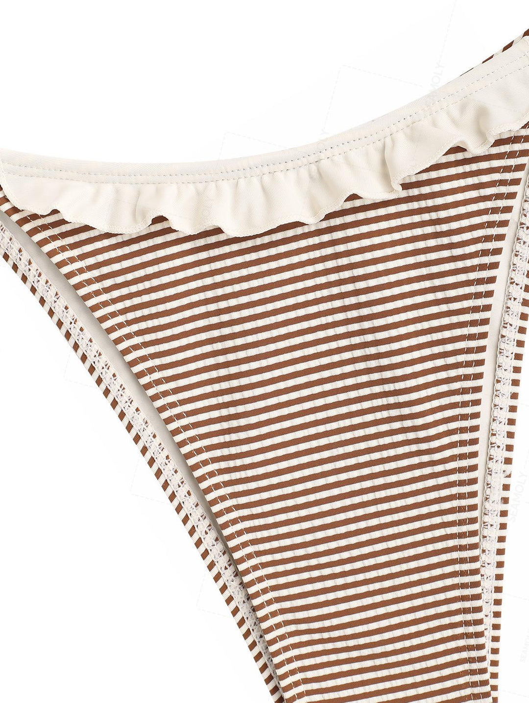 Seamolly Striped Frilled Ruffles Triangle Tie Side Bikini Set