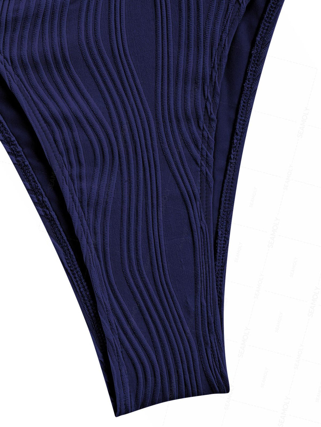 Seamolly Solid Color Wave Textured Tank Style Cheeky Bikini Set