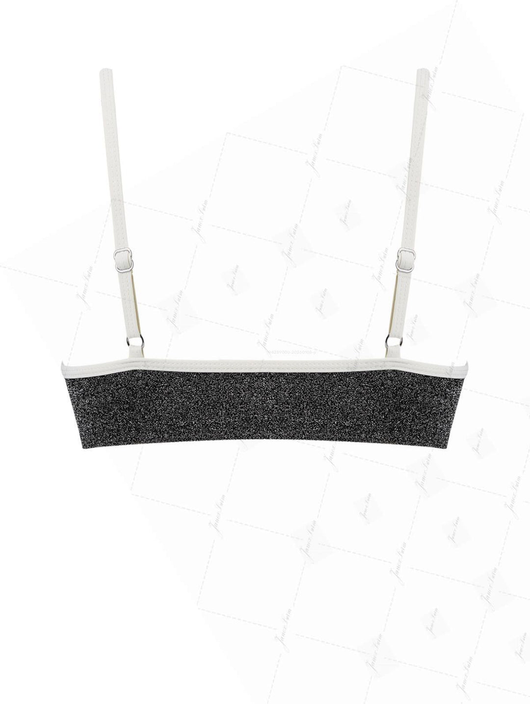 Black Lurex Sparkly Contrast Binding O Ring Bikini Top