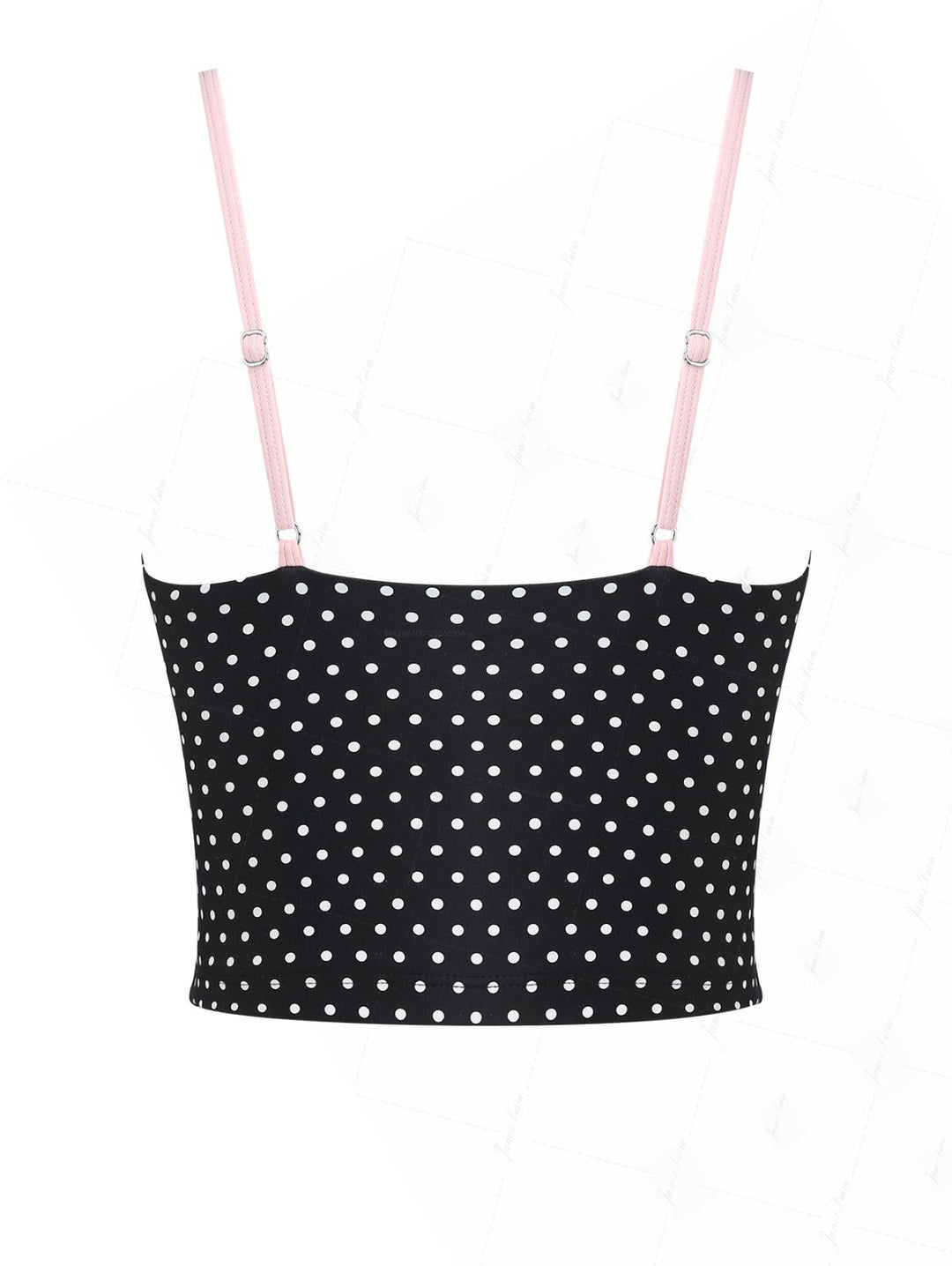 Vintage Black Polka Dot Lace Bowknot Tankini Top