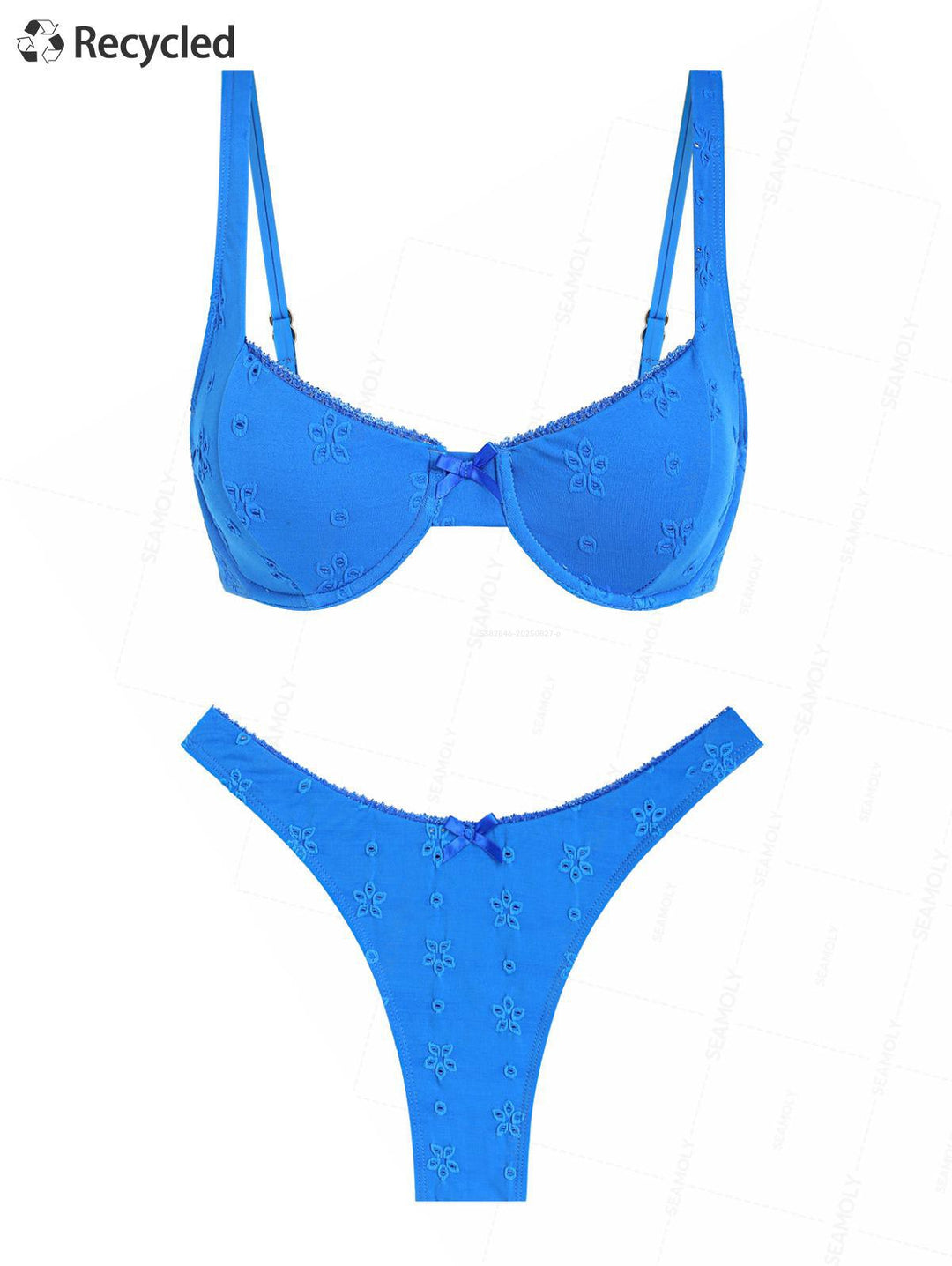 Seamolly Recycled Fabric Jacquard Lace Bowknot Underwire Bikini Set