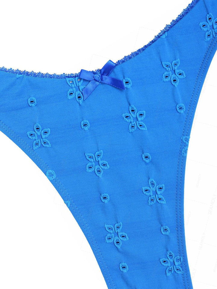 Seamolly Recycled Fabric Jacquard Lace Bowknot Underwire Bikini Set