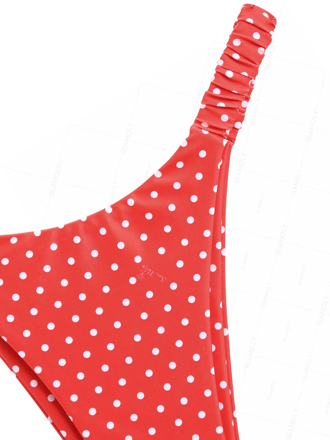 Seamolly Polka Dot Print Metal Decor Elastic Straps High Leg Bikini Set