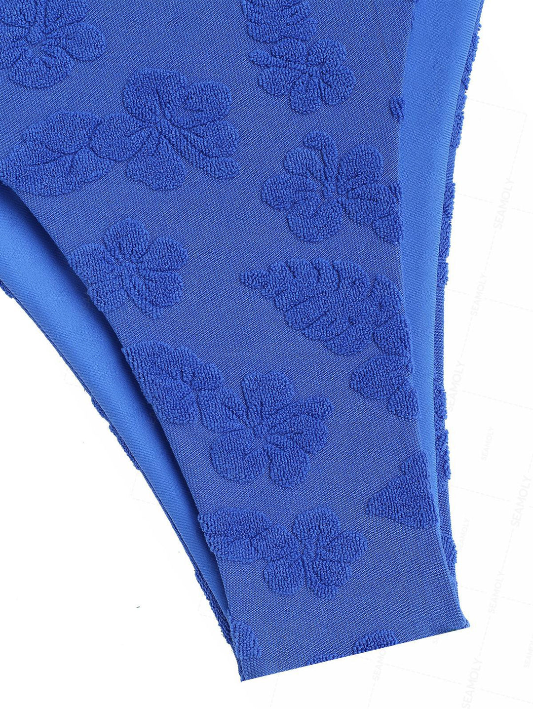 Seamolly Terry Cloth Toweling Floral Leaf Jacquard Halter Triangle Bikini Set