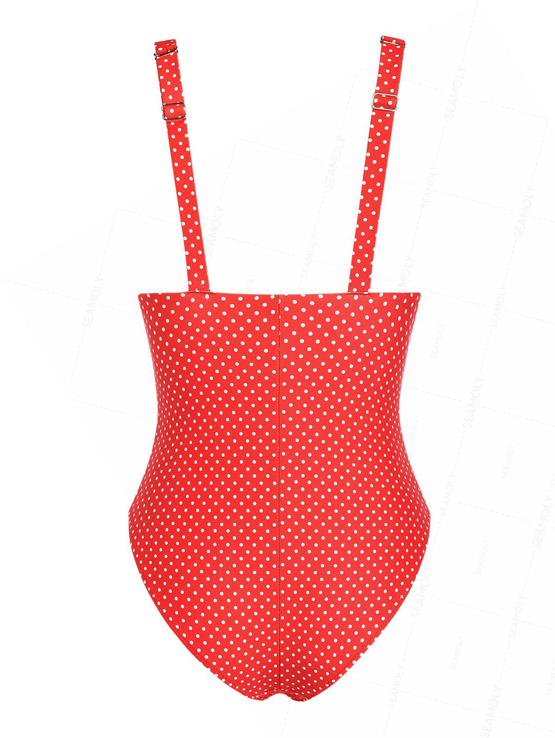 Seamolly 1950s Pin-Up Retro Vintage Polka Dot Print Plunging Neck One-piece Swimsuit