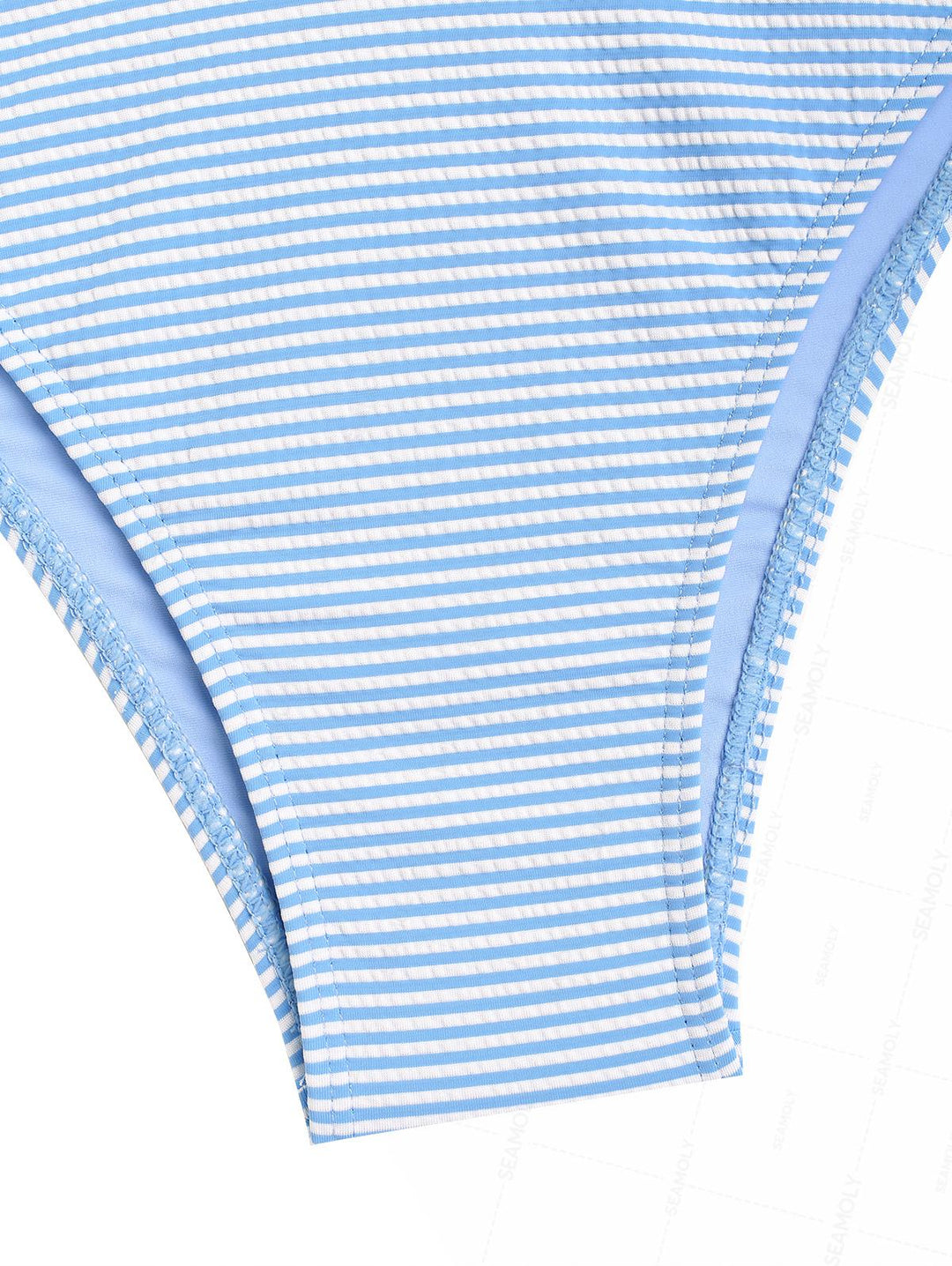 Seamolly Striped Asymmetrical Hem Slit Bowknot Decor Cinched Tie Side Tankini Set