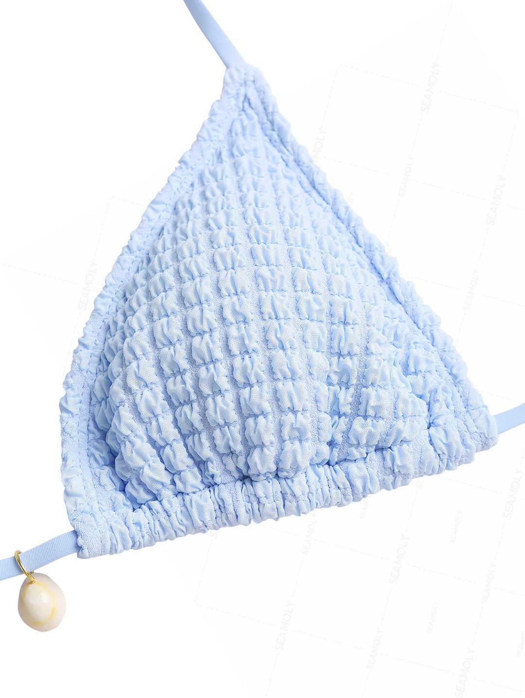 Seamolly Solid Color Textured Shell Decor Bikini Set