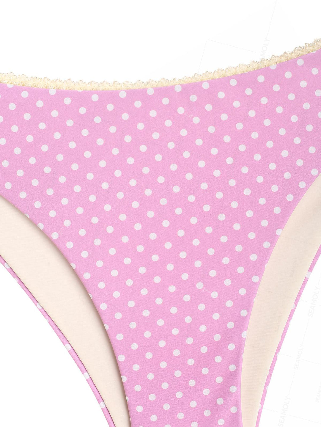 Seamolly Retro Pin-Up Vintage Polka Dot Lace Bowknot Cinched Tie Side Tankini Set