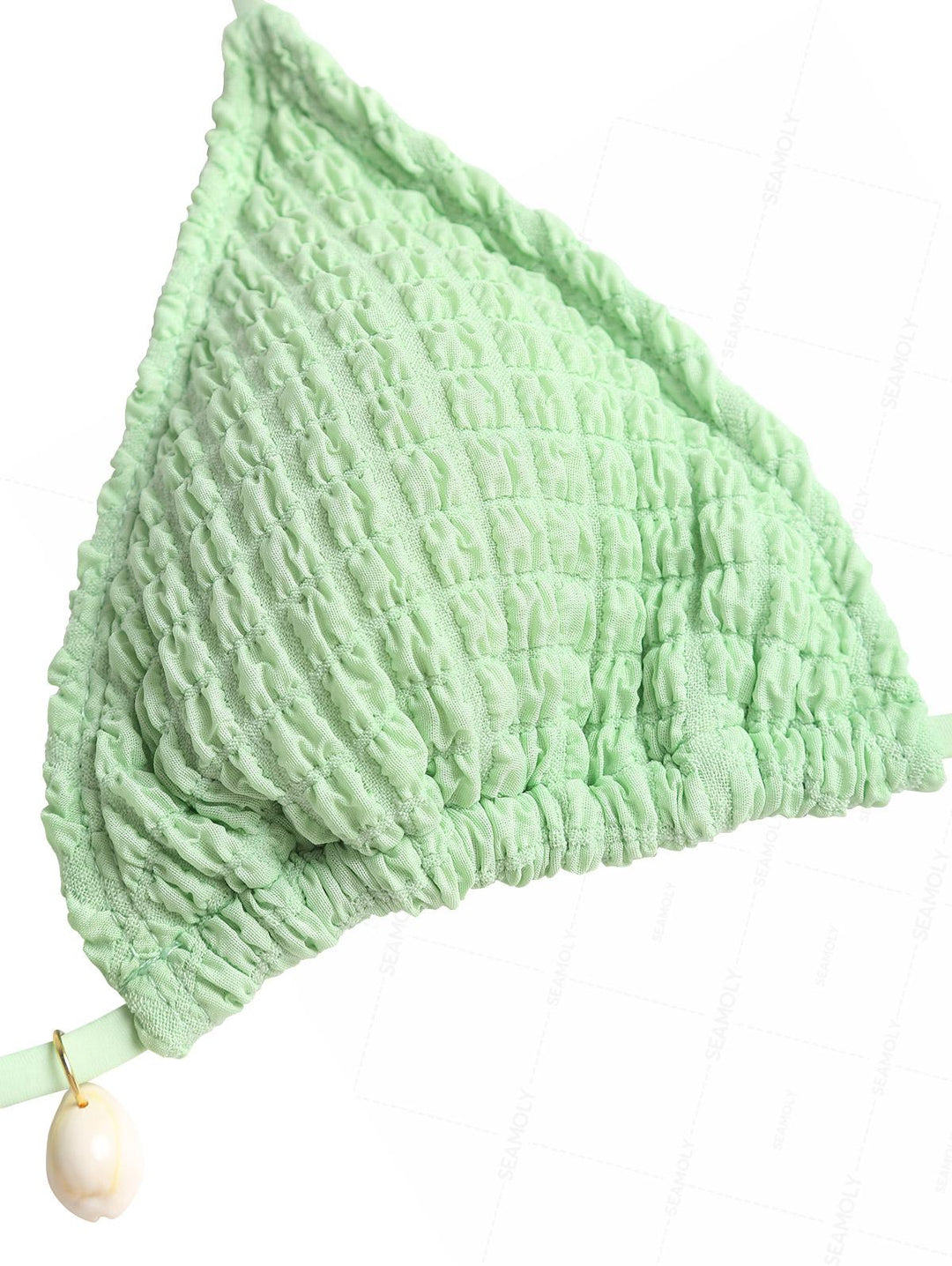 Seamolly Bubble Grid Textured Shell Halter Triangle Bikini Set
