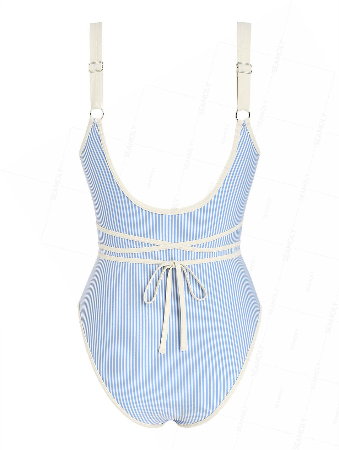 Seamolly Striped Tie Around Criss Cross One-piece Swimsuit