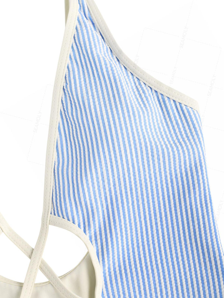 Seamolly Striped Tie Around Criss Cross One-piece Swimsuit