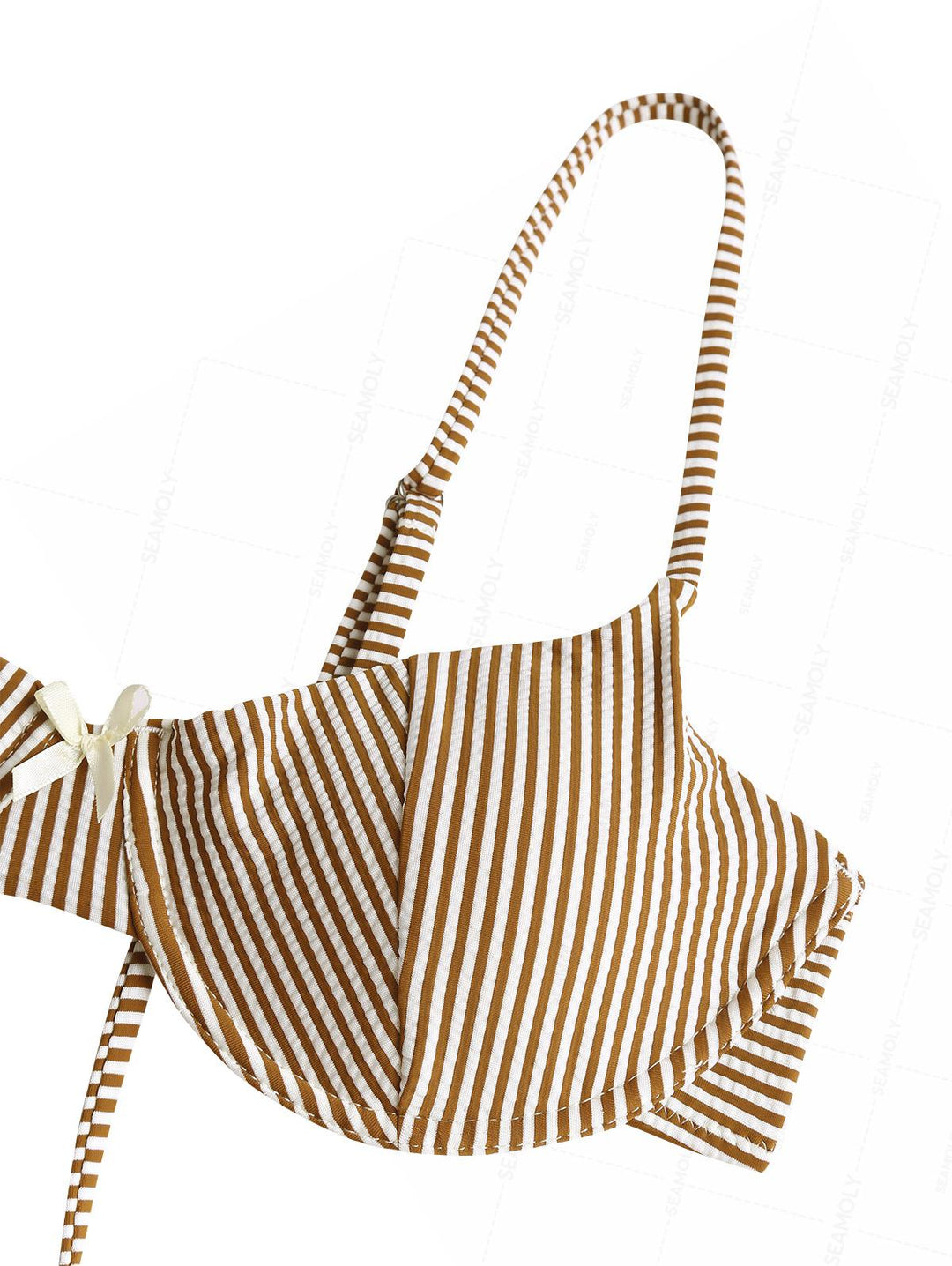 Seamolly Striped Bowknot Cinched Tied Back Underwire Bikini Set