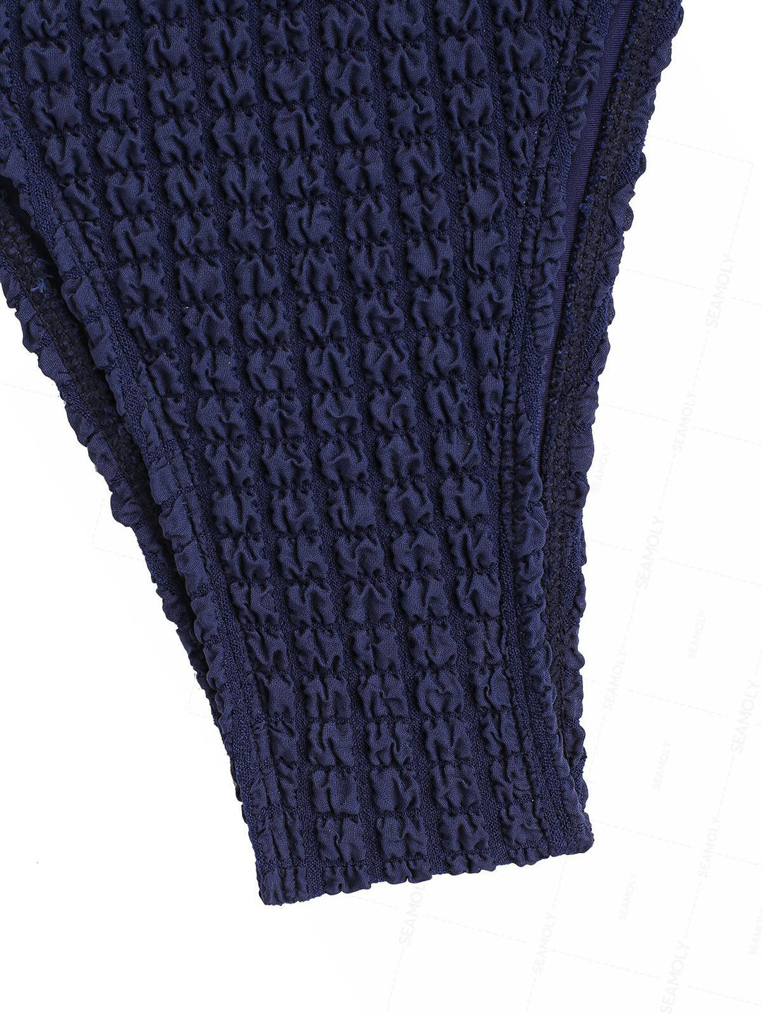 Seamolly Textured Faux Pearl Decor Halter Triangle Tie Side Bikini Set