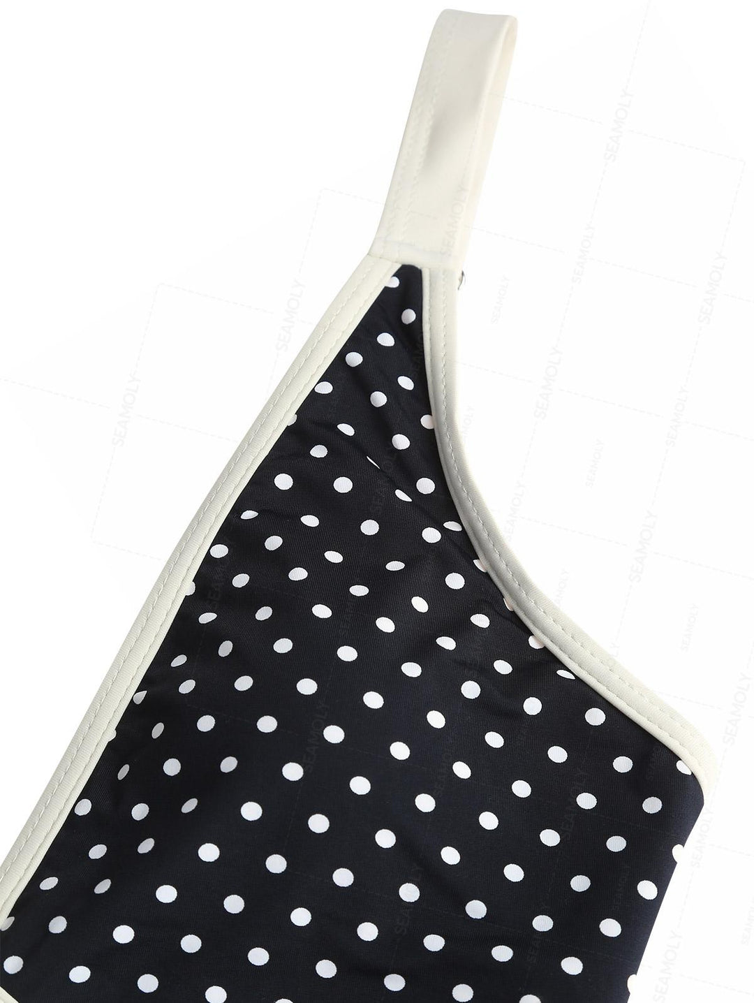 Seamolly 1950s Pin-Up Vintage Polka Dot Print Tie Around Criss Cross Plunging Neck One-piece Swimsuit