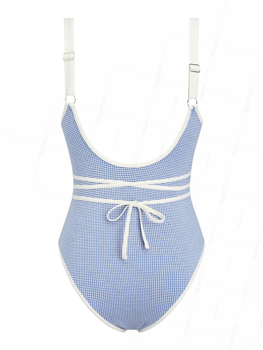 Seamolly Gingham Tie Around Criss Cross Plunging Neck One-piece Swimsuit