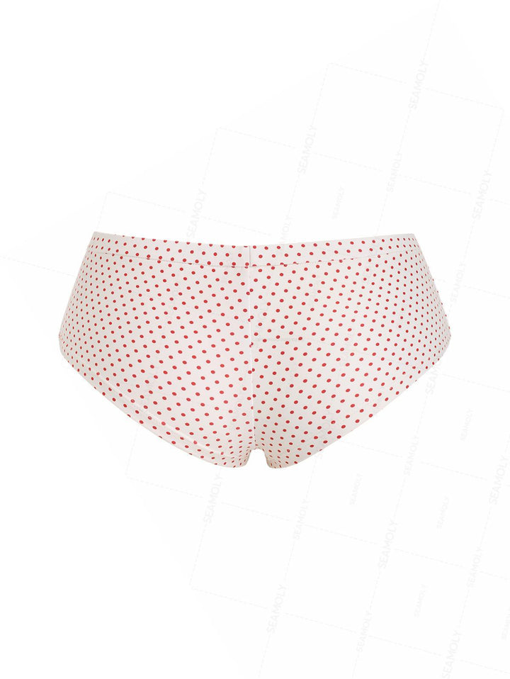 Seamolly Polka Dot Print Bowknot Beach Swim Bottom Boyshorts