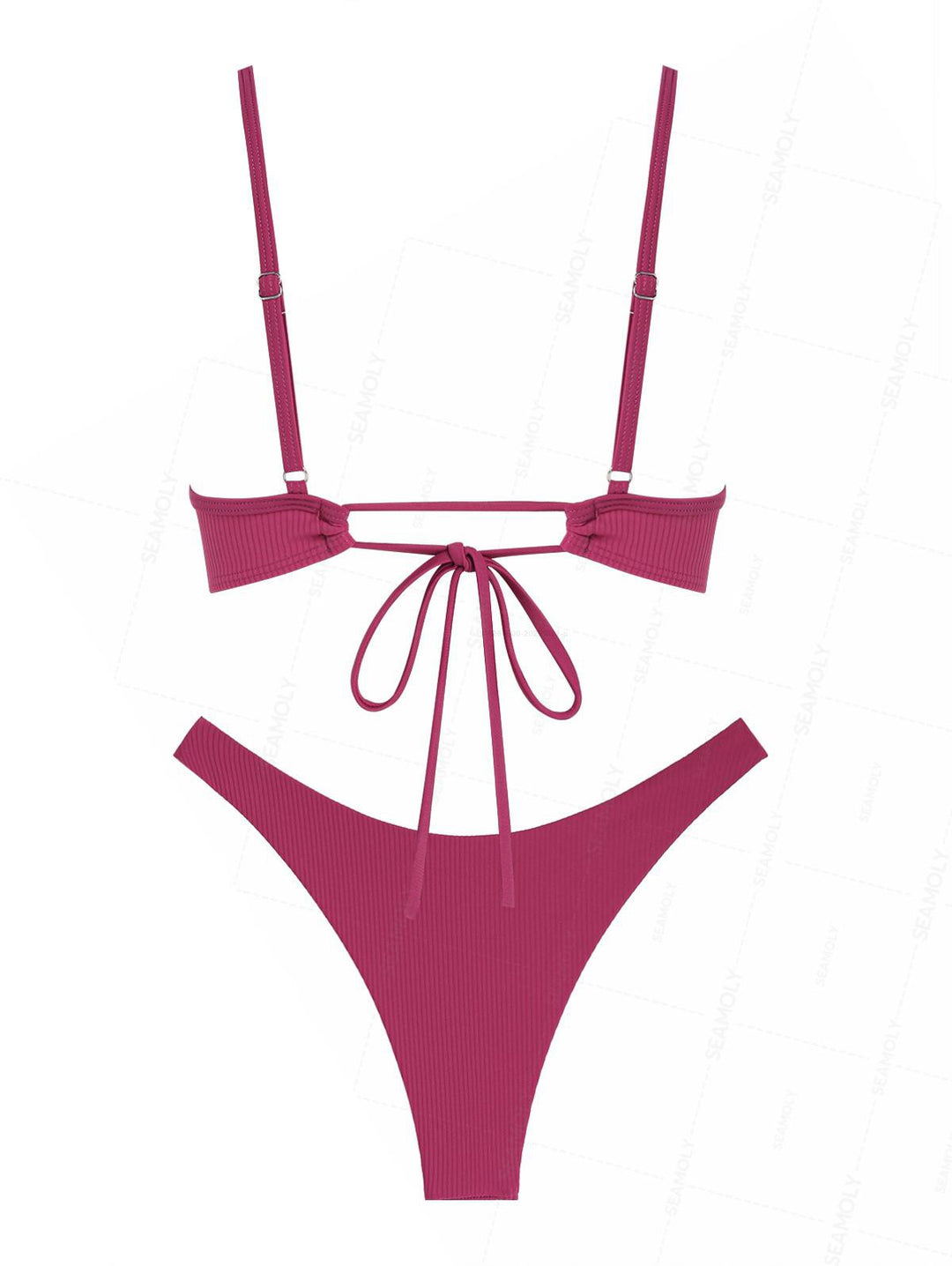 Seamolly Ribbed Ruched U-ring Cheeky Bikini Set