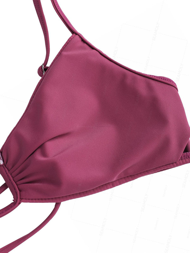 Seamolly Ribbed Ruched U-ring Cheeky Bikini Set