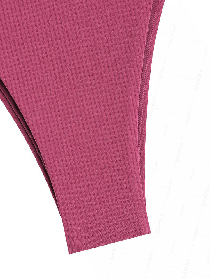 Seamolly Ribbed Ruched U-ring Cheeky Bikini Set