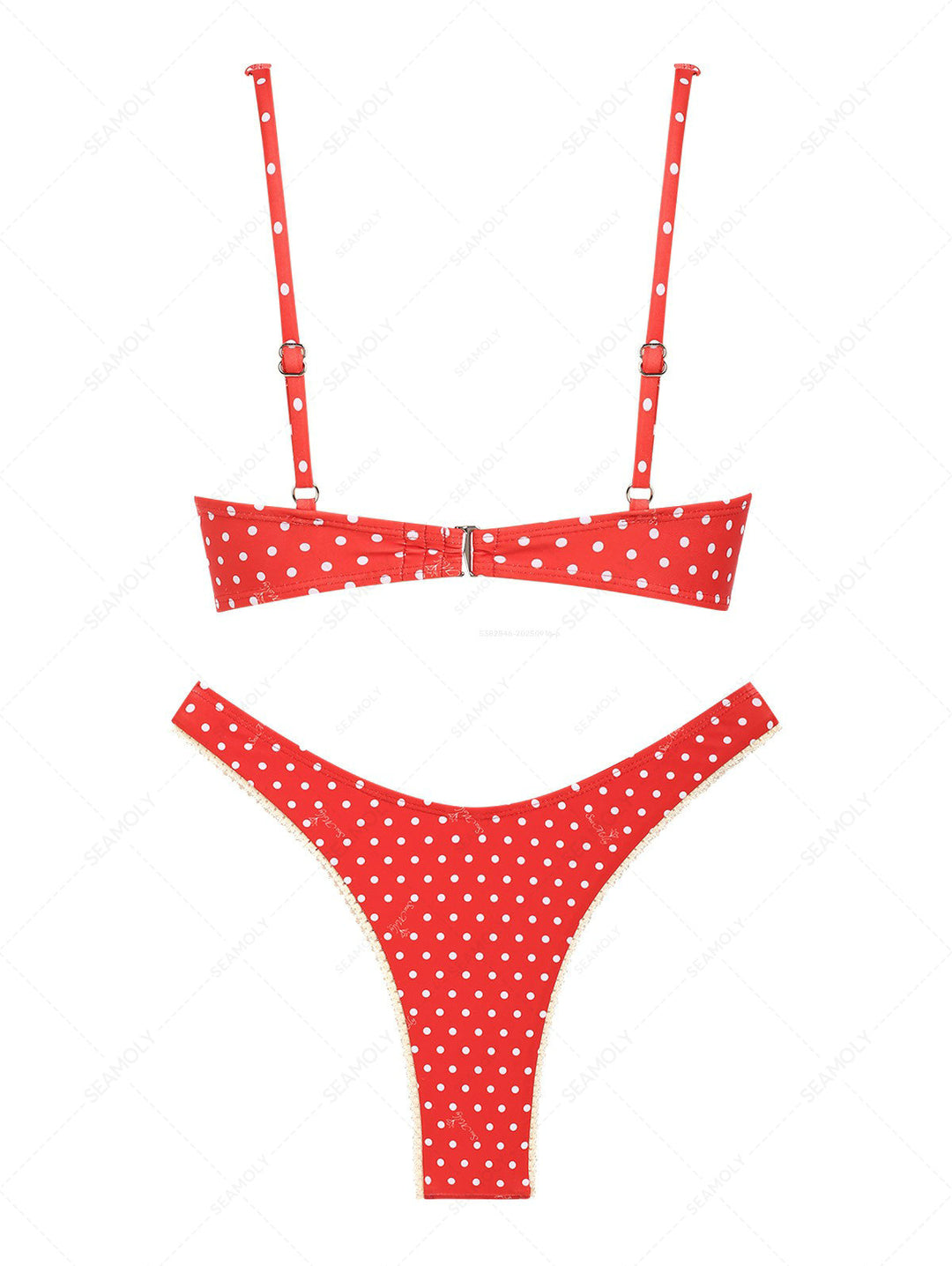 Seamolly Retro Pin-Up Vintage Inspired Polka Dot Lace Bowknot Underwire Bikini Set