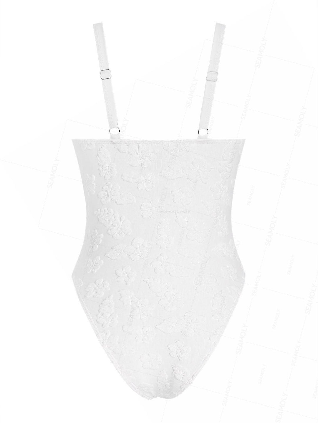 SeamollyTerry jacquard Tie Front One-piece Swimsuit