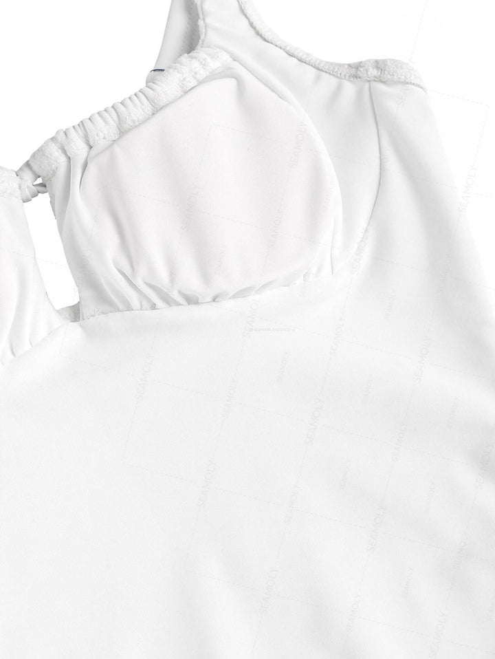 SeamollyTerry jacquard Tie Front One-piece Swimsuit