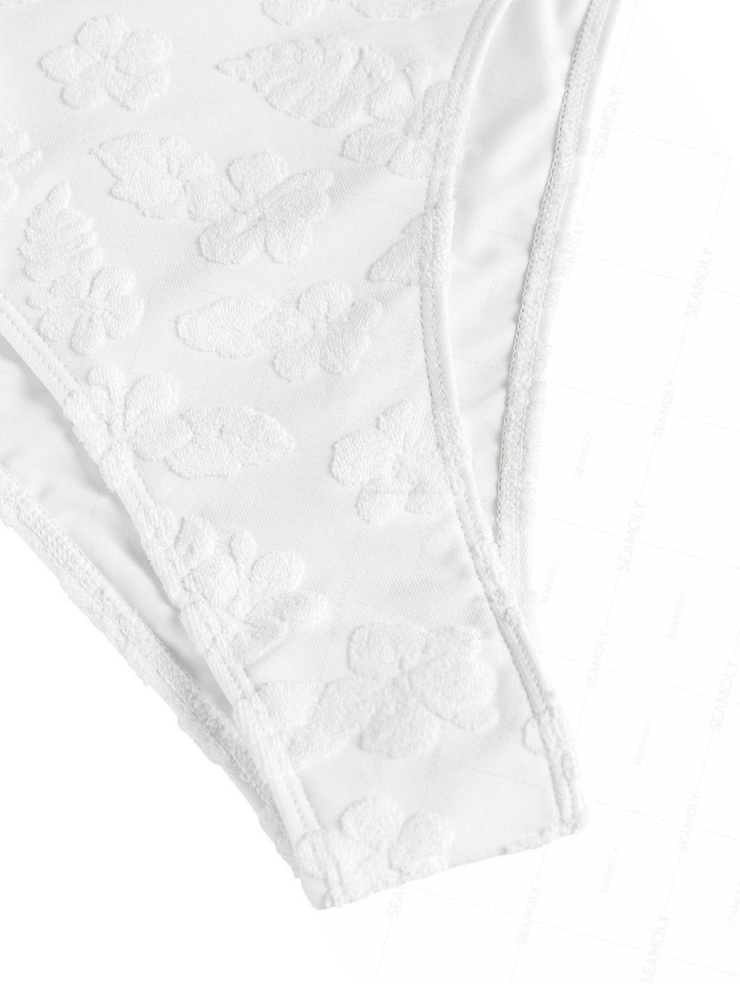 SeamollyTerry jacquard Tie Front One-piece Swimsuit