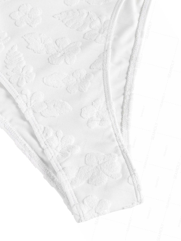 SeamollyTerry jacquard Tie Front One-piece Swimsuit