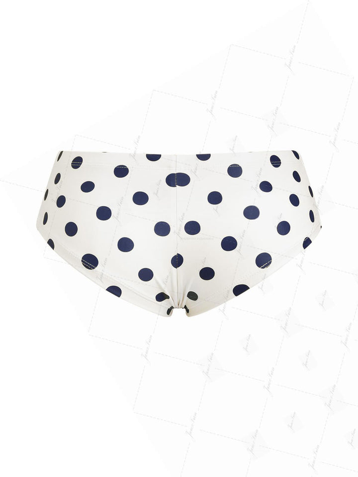 Cadetblue Vintage Polka Dot Low Rise Bikini Bottom Cheeky Swim Boyshorts
