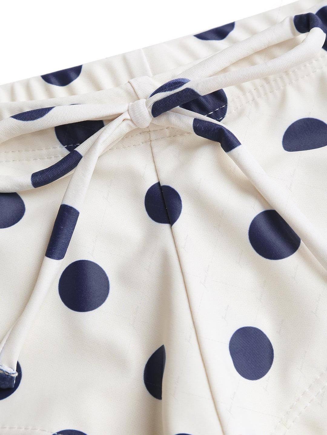 Crystal Cream Vintage Polka Dot halter Cheeky Boyshorts Tankini Set