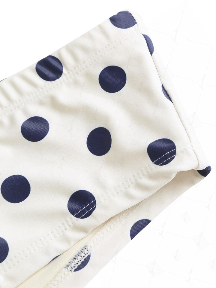 Crystal Cream Vintage Polka Dot Reversible Halter Triangle Bikini Set