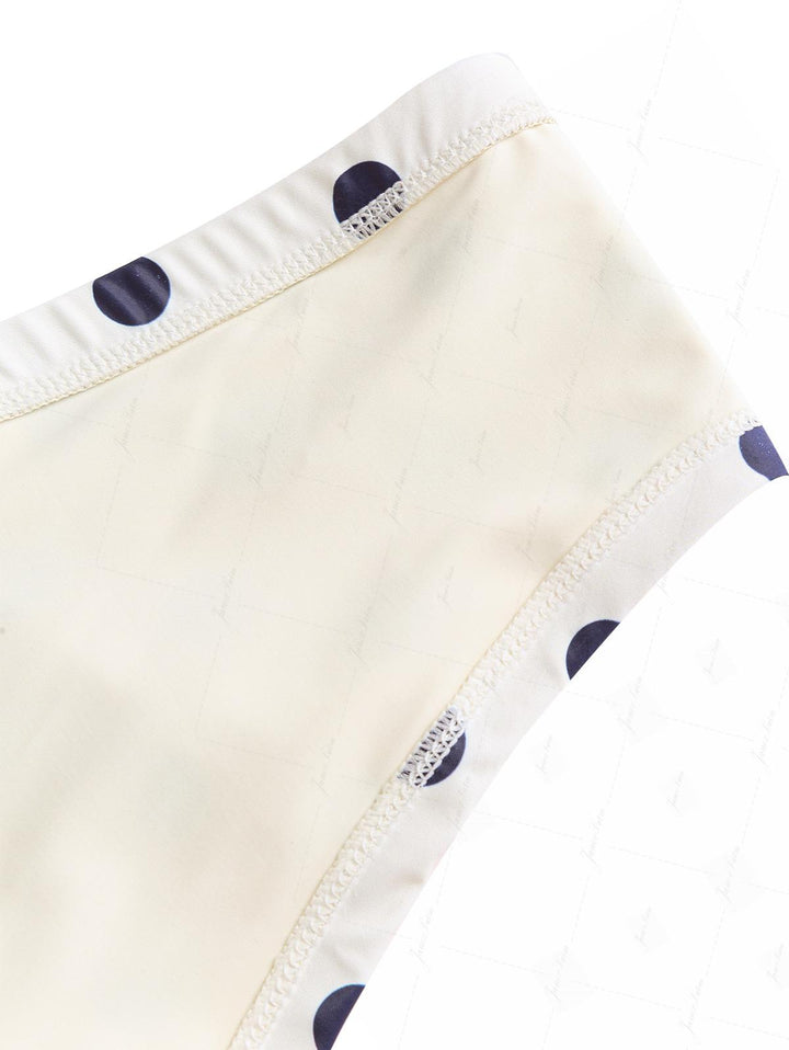 Crystal Cream Vintage Polka Dot Reversible Halter Triangle Bikini Set