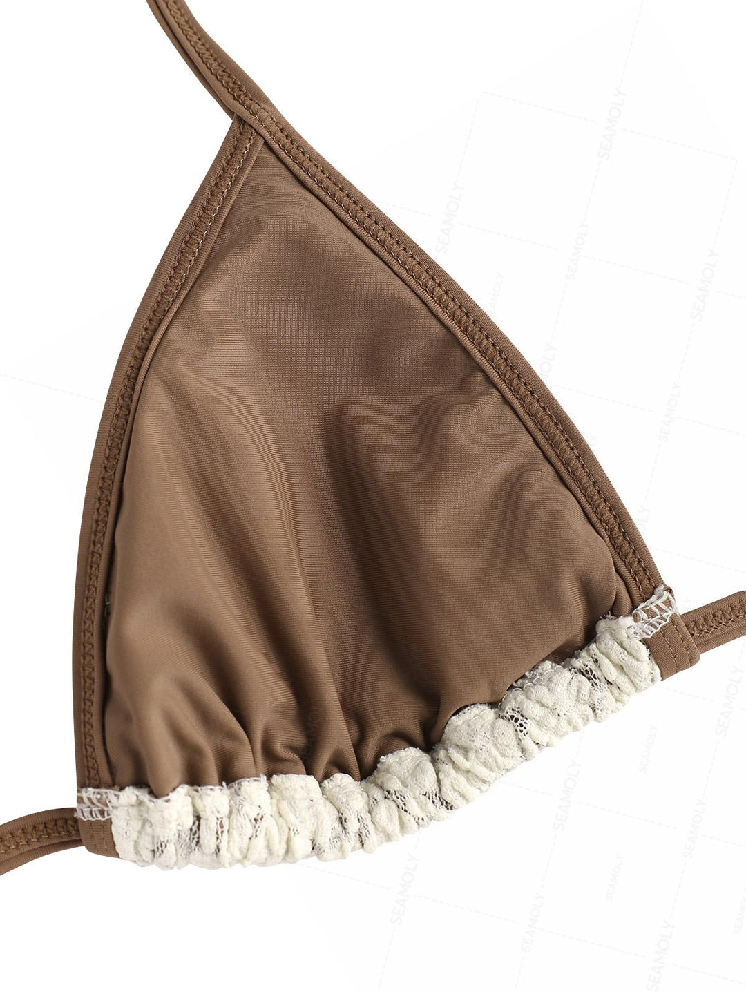 Seamolly Contrast Binding Lace Cutout Tied Side  Boyshorts Bikini Set