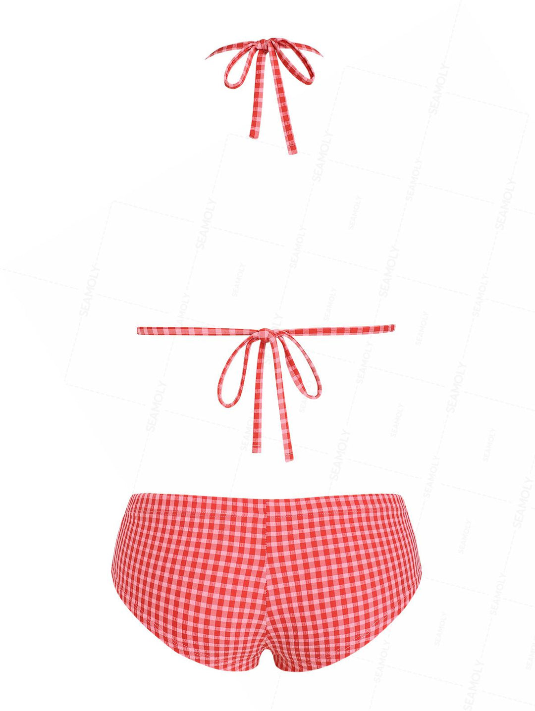 Seamolly Gingham Halter Triangle Boyshorts Bikini Set
