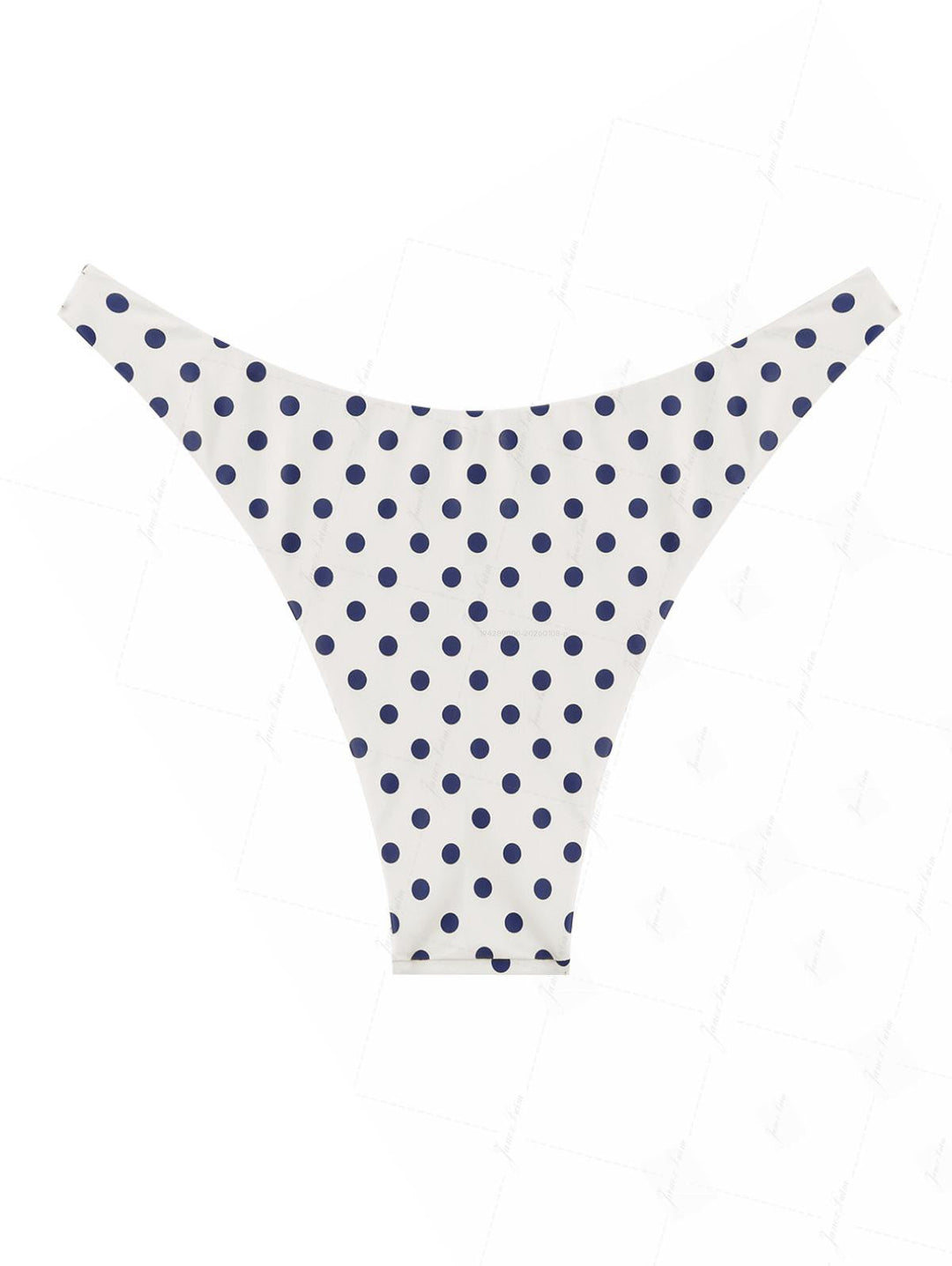 Crystal Cream Vintage Polka Dot Print Reversible Cheeky Bikini Bottom