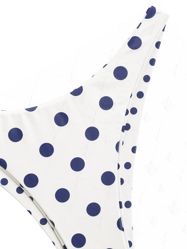 Cadetblue Polka Dot O Ring Double Layer Top & Reversible Cheeky Bottom Bikini Set