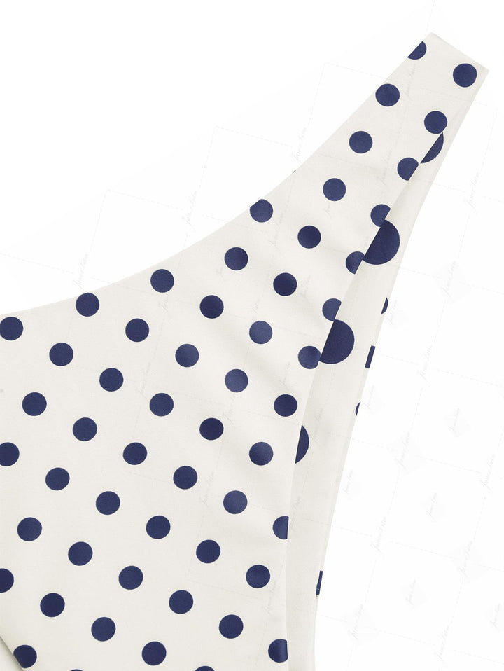 Cadetblue Polka Dot O Ring Double Layer Top & Reversible Cheeky Bottom Bikini Set