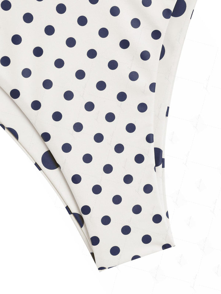 Cadetblue Polka Dot O Ring Double Layer Top & Reversible Cheeky Bottom Bikini Set