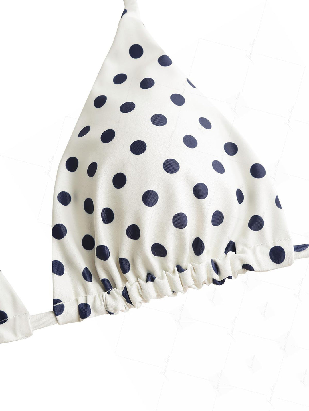 Crystal Cream Vintage Polka Dot Reversible Halter Triangle Bikini Set