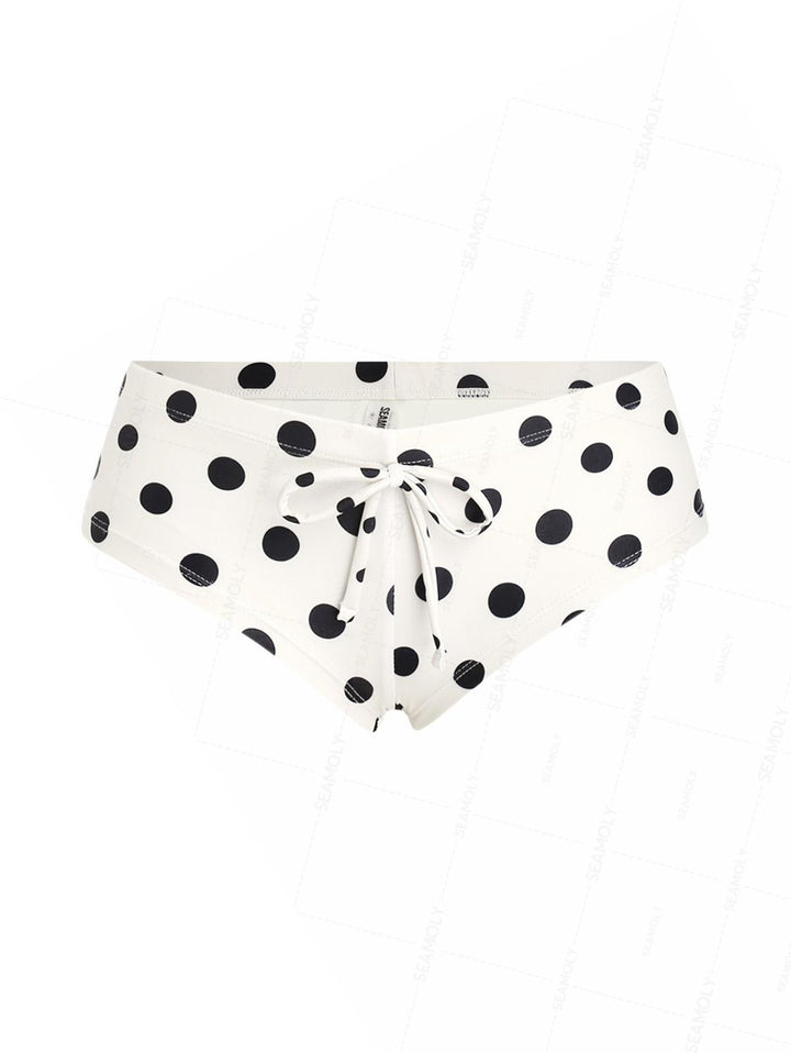Seamolly Polka Dot Print Bowknot Swim Bottom Bikini Boyshorts