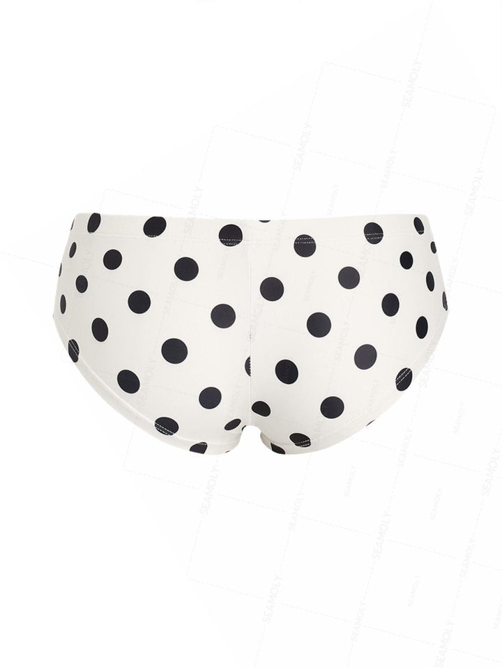 Seamolly Polka Dot Print Bowknot Swim Bottom Bikini Boyshorts