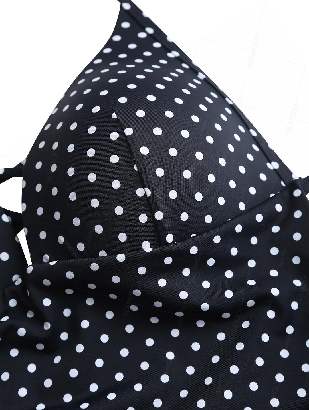 Seamolly 1950s Pin-Up Inspired Vintage Polka Dot Open Back Halter One-piece Swimsuit