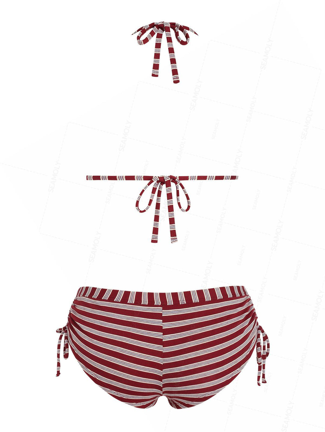 Seamolly Y2K Striped Ribbed Hard Cups Support Cinched Boyshorts Bikini Set