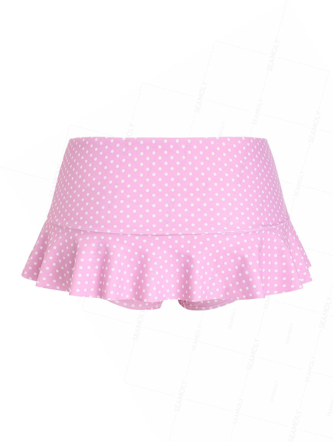 Seamolly Polka Dot Print Ruffles Hem Low Rise Swim Skirt Bikini Bottom