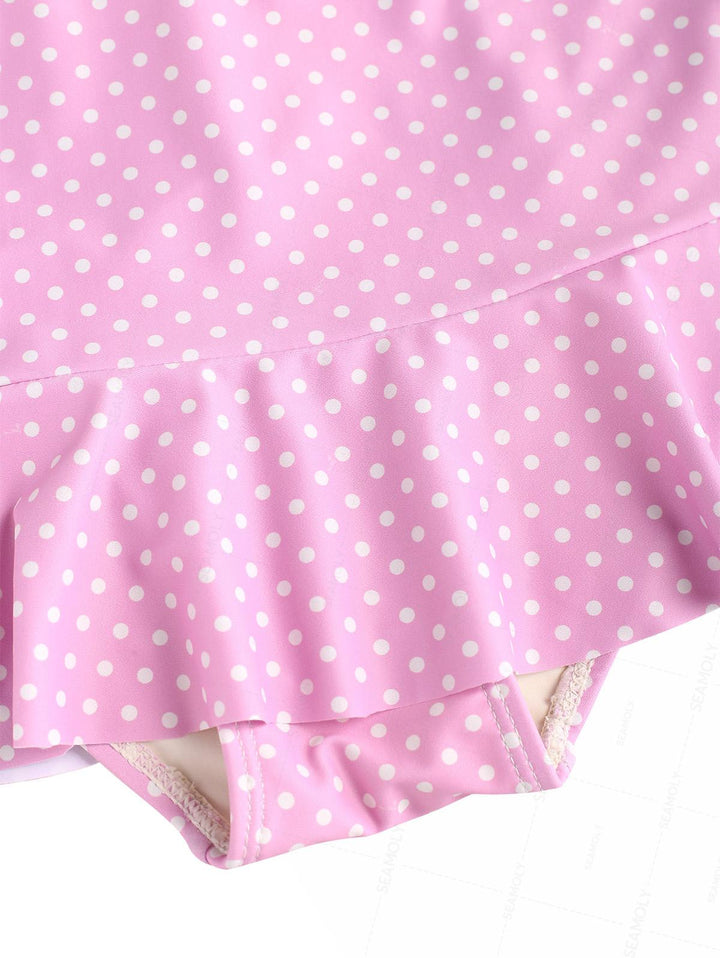 Seamolly Polka Dot Print Ruffles Hem Low Rise Swim Skirt Bikini Bottom