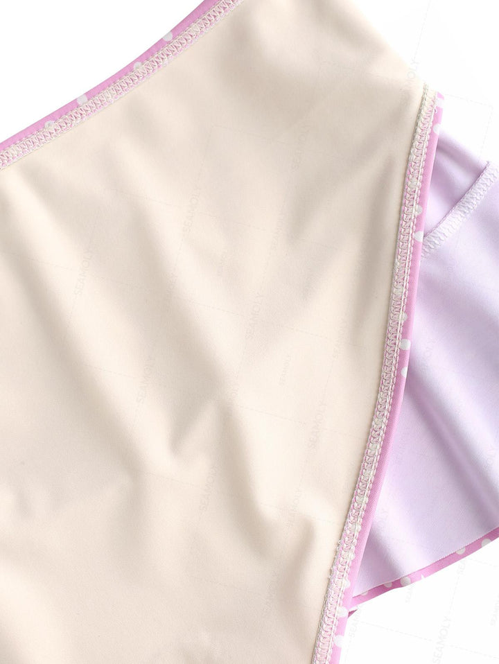 Seamolly Polka Dot Print Ruffles Hem Low Rise Swim Skirt Bikini Bottom