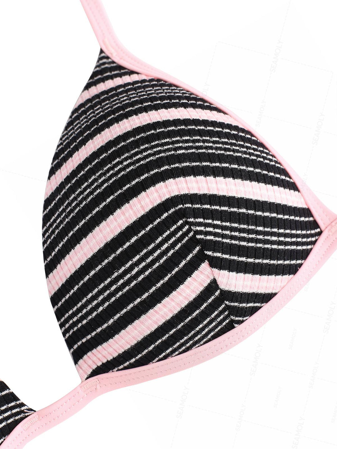 Seamolly Y2K Striped Ribbed Bowknot Hard Cups Support Boyshorts Bikini Set