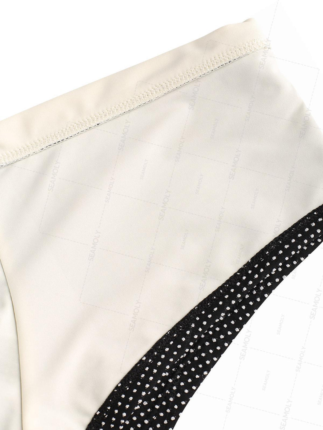 Seamolly Pin Dot Jacquard Bowknot Foldover Swim Bottom Bikini Boyshorts