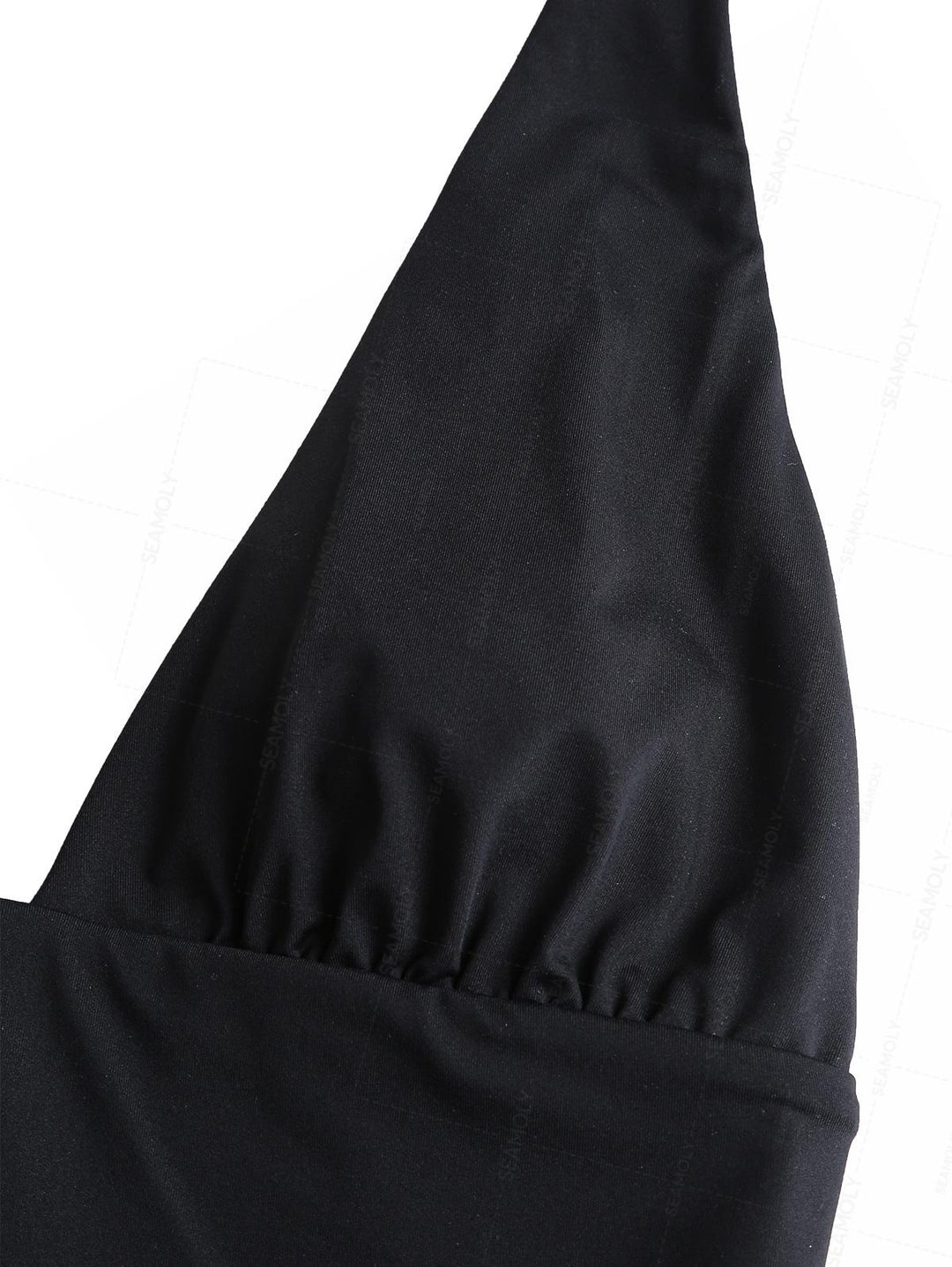 Seamolly Solid Color Ruched Plunging Neck One-piece Swimsuit